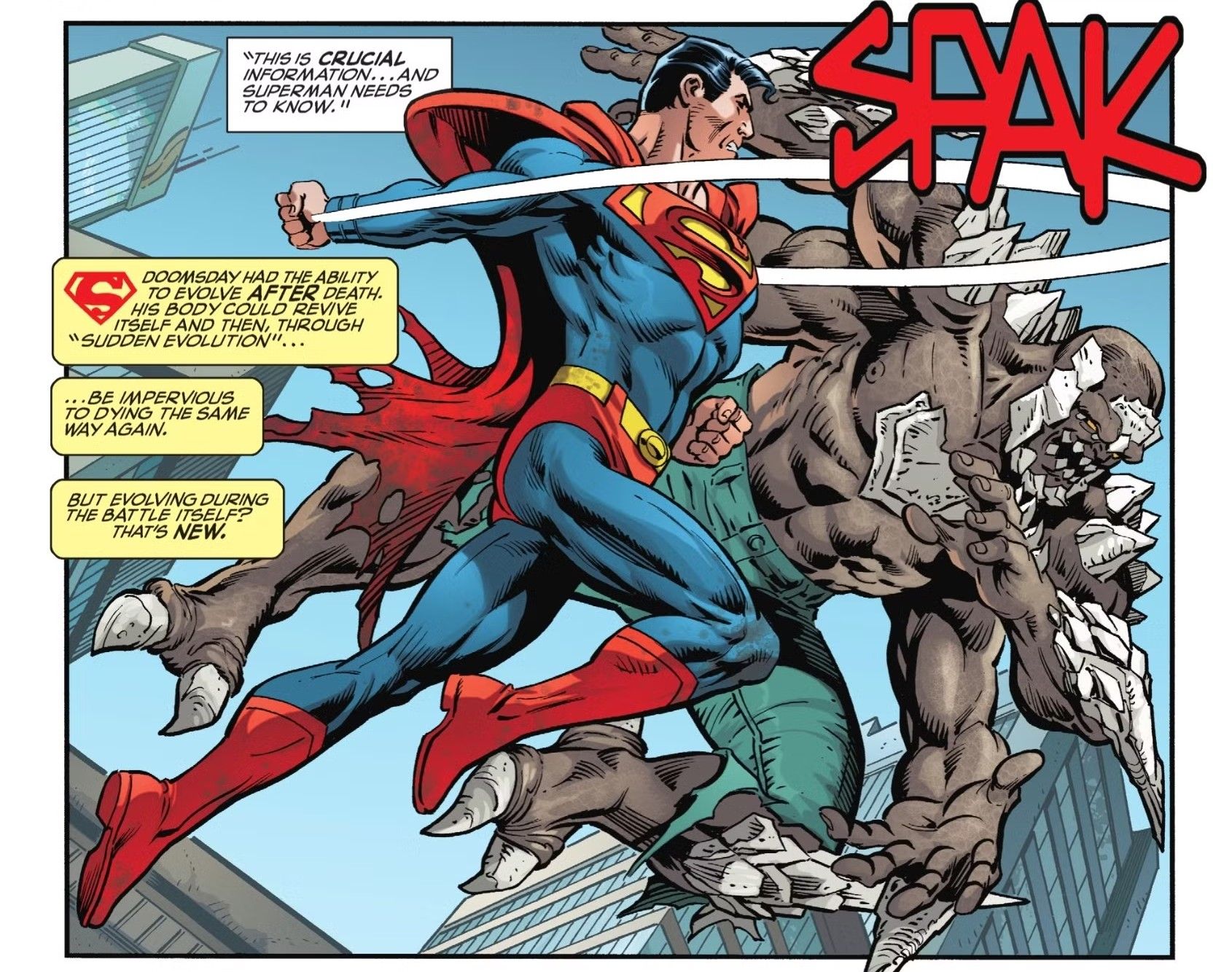 Superman lucha contra el Doomsday de múltiples brazos