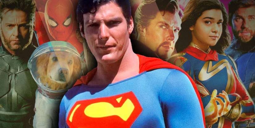 superman looking askance at various mcu heroes