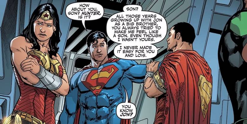 Superman talks to Hunter Prince son of Wonder Woman
