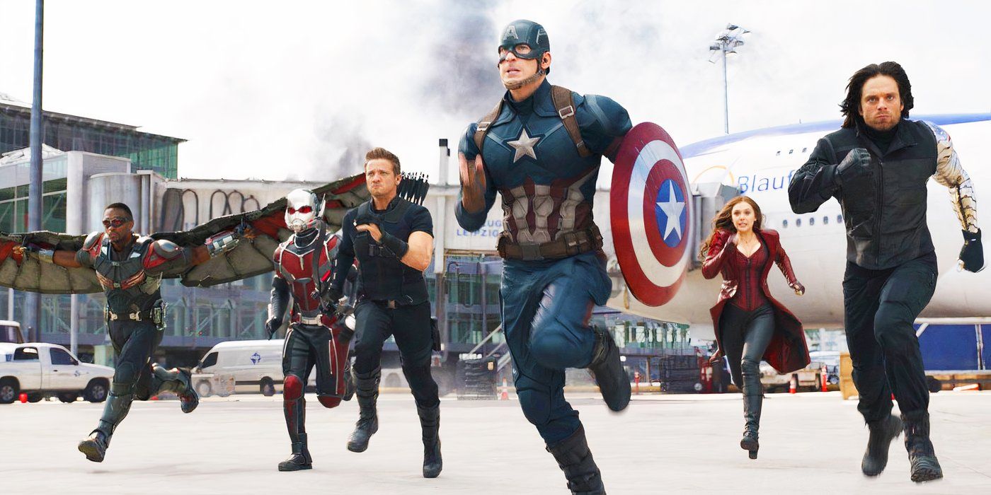 Team Cap running in Captain America Civil War