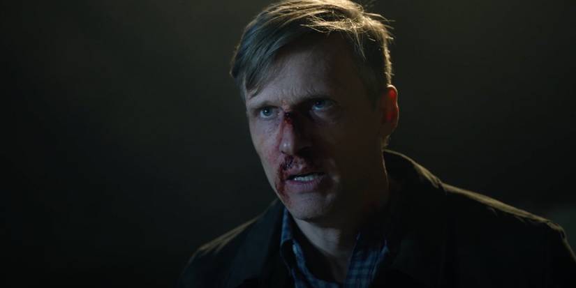 Teddy Sears as a wounded Warren in The Night Agent