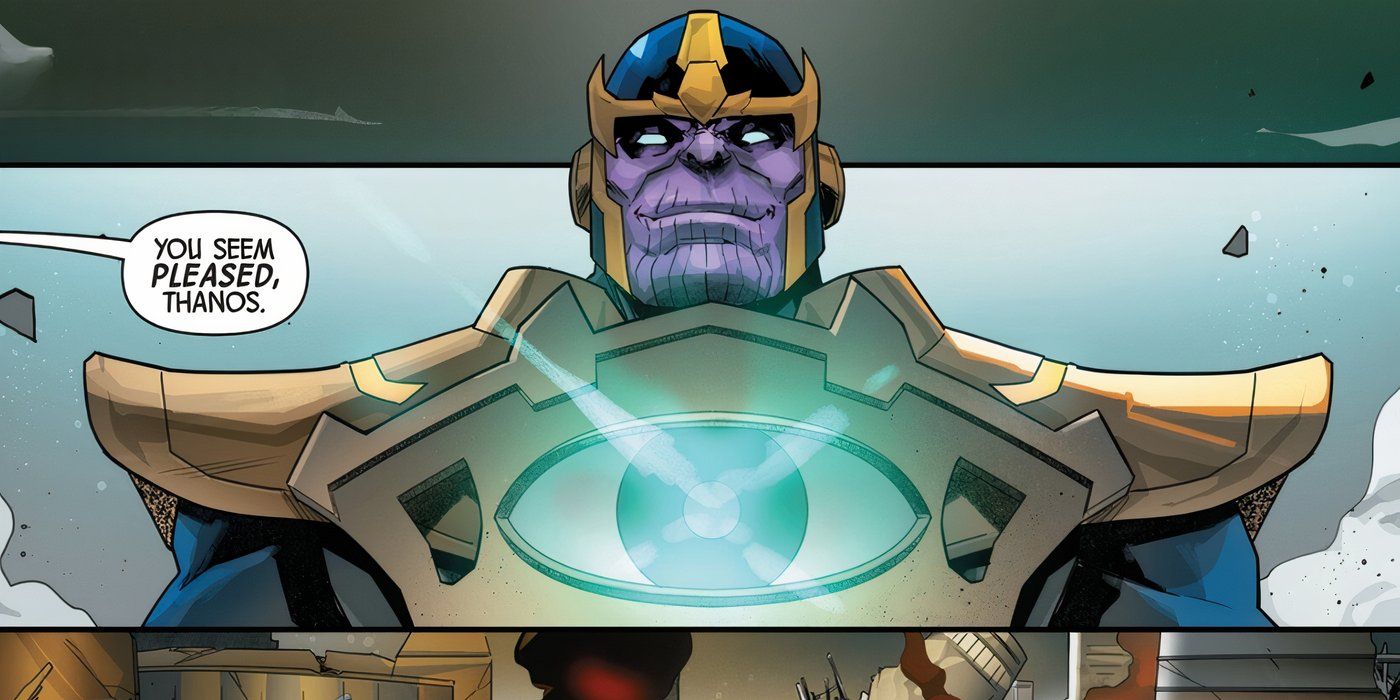 Thanos wielding a new weapon: the Sorcerer's Eye.