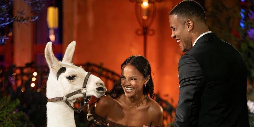 The Bachelor Season 29 Grant Ellis & Alexe Godin With Linda The Llama On Premiere Night