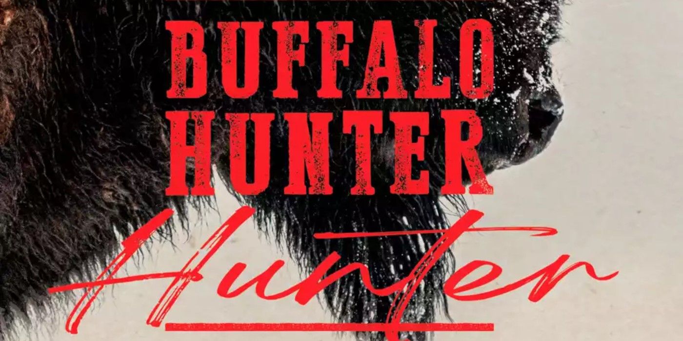 La portada de Buffalo Hunter Hunter presenta la parte inferior de la cabeza y el cuello de un búfalo y el texto del título en rojo.