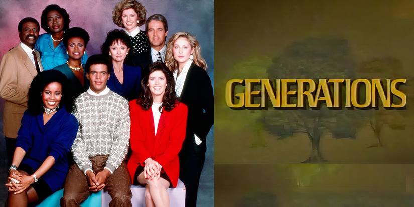 The cast of Generations next to the show title card