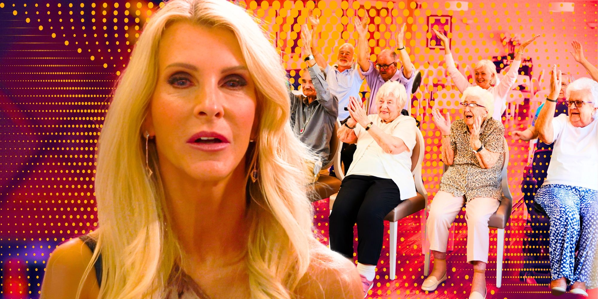 The Golden Bachelorette’s Joan Vassos with cheering retirement home residents