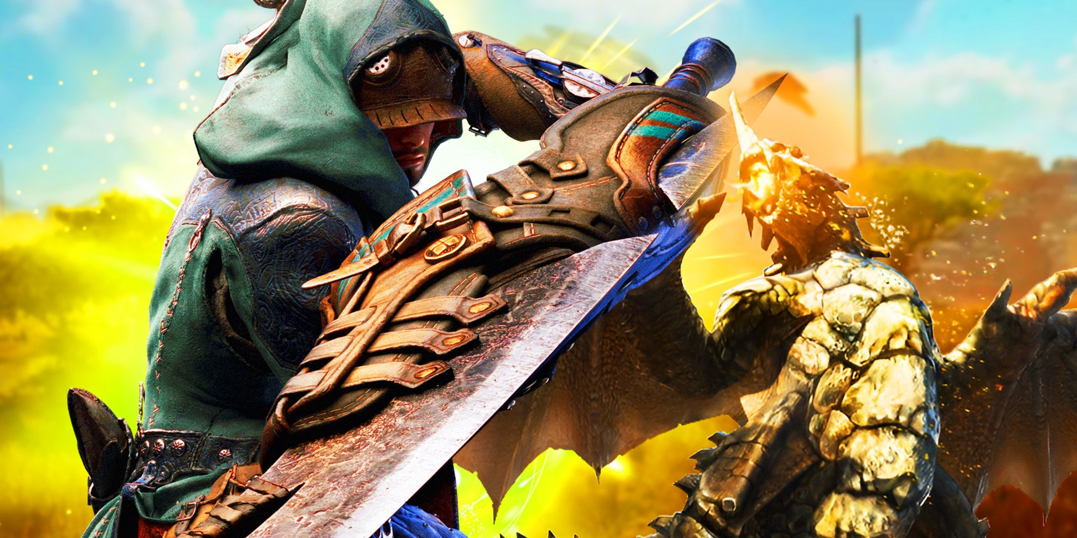 The Gravios from Monster Hunter Wilds next to a Hunter.