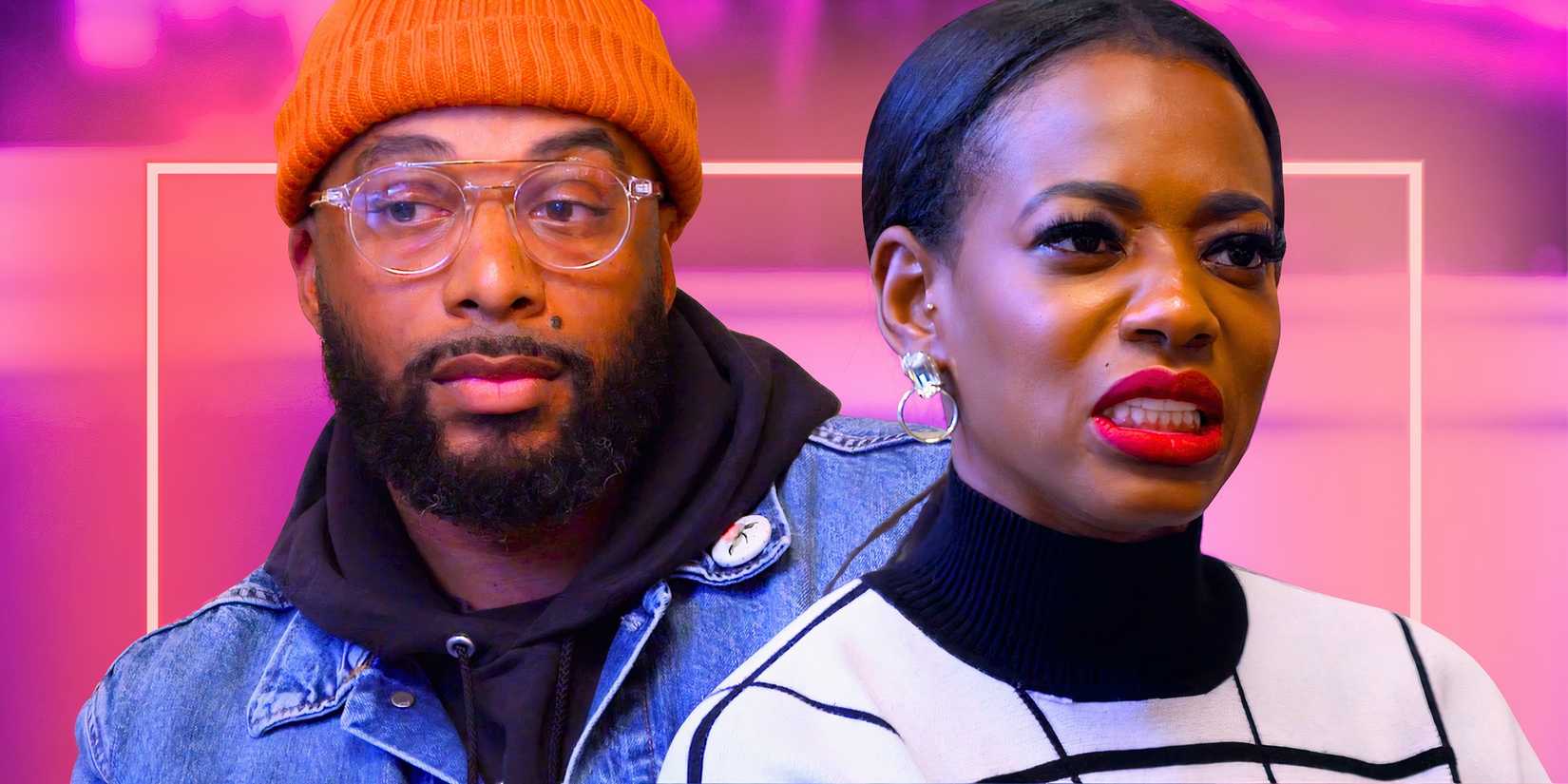 montage of Ikechi and Emem from married at first sight season 18 looking upset