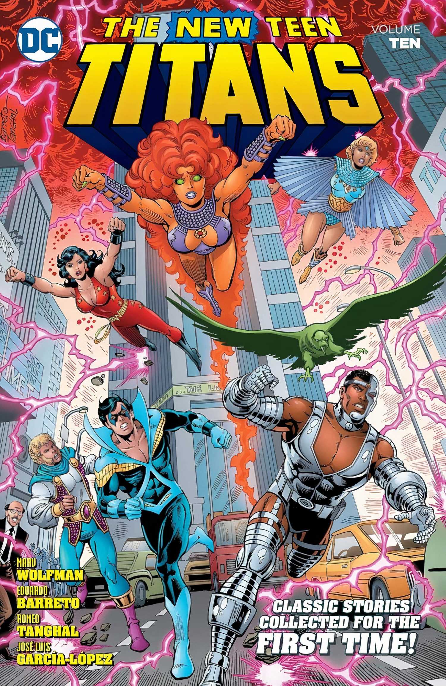 The New Teen Titans Vol. 10 TP cover art featuring nightwing starfire cyborg donna troy and more