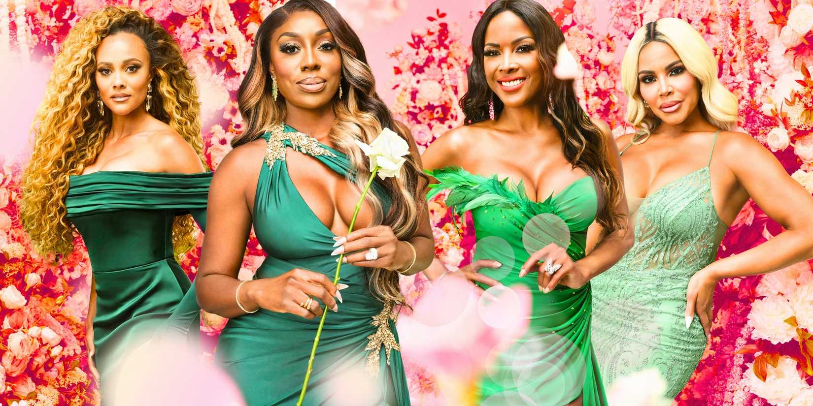  image of The Real Housewives of Potomac Season 9 cast with a flowery background