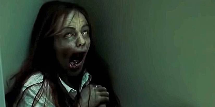 The Ring distorted face of girl in closet