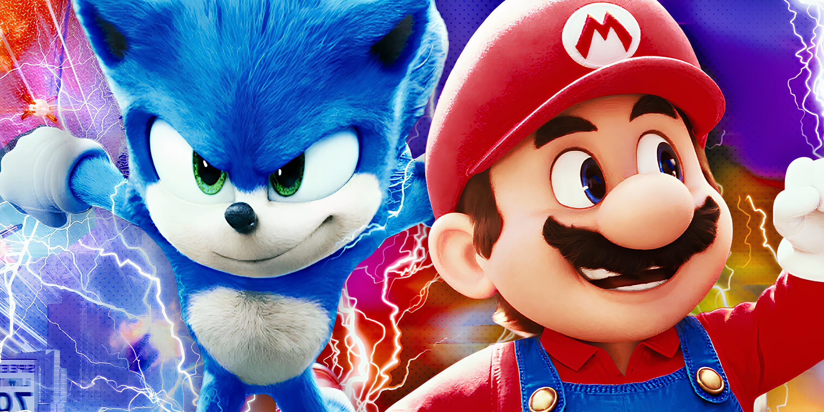 Mario and Sonic from The Super Mario Bros. Movie (2023) and Sonic the Hedgehog (2020)