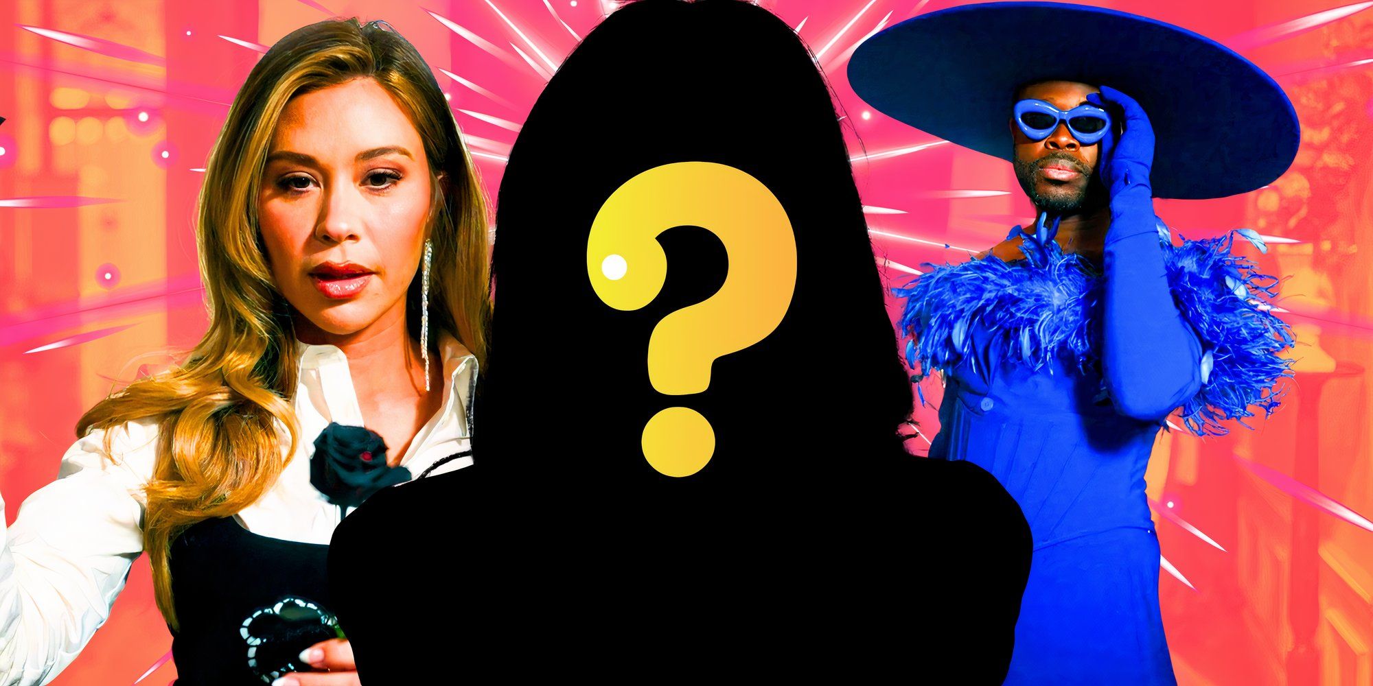 image of The Traitors US Season 3 cast members a montage of Bob the drag queen and Gabby Windey with a mystery figure