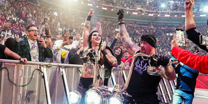 The Undertaker celebrates Rhea Ripley winning the WWE Women's World Championship on Monday Night Raw premiere on Netflix-1