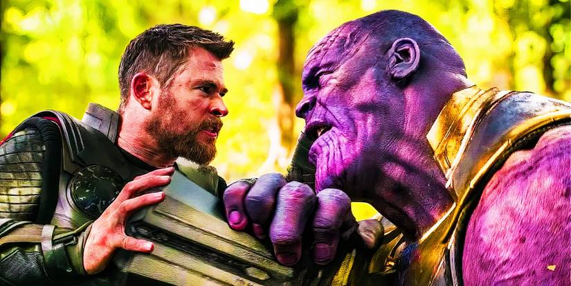 Thor failing to kill Thanos in Avengers Infinity War