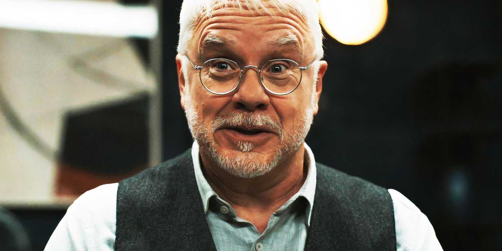 Tim Robbins as Bernard in Silo season 2, episode 10, laughing