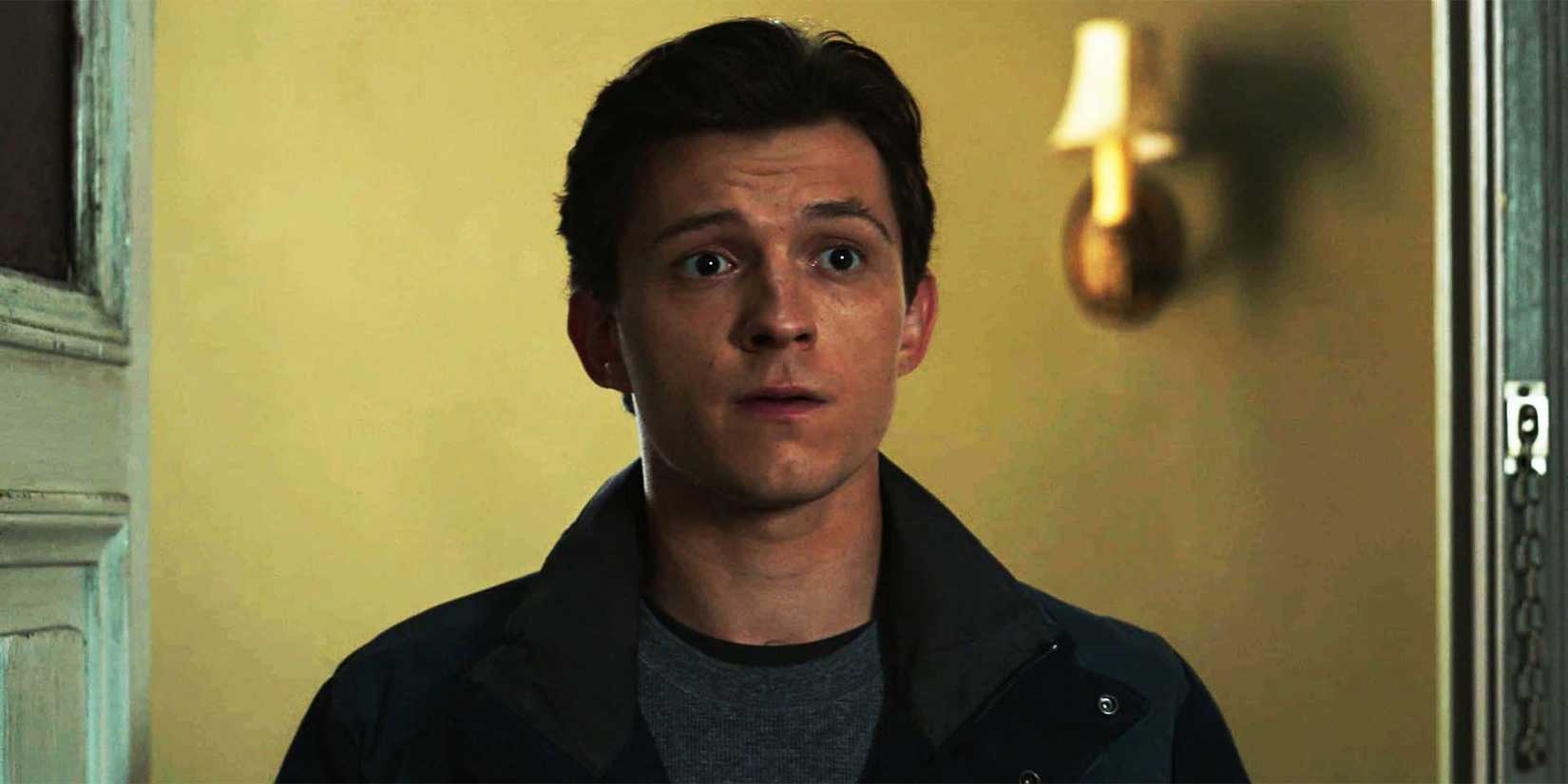Tom Holland in Spider-Man No Way Home looking offscreen