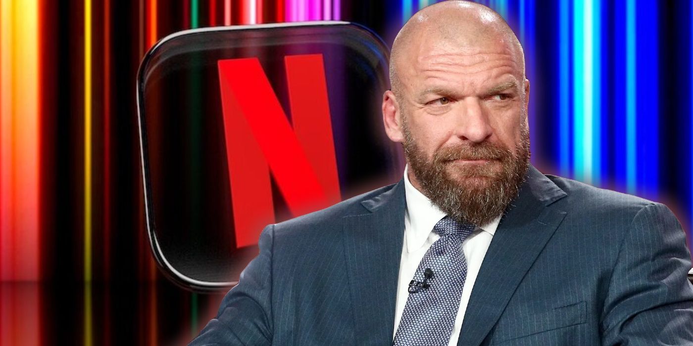 Triple H in front of the Netflix logo