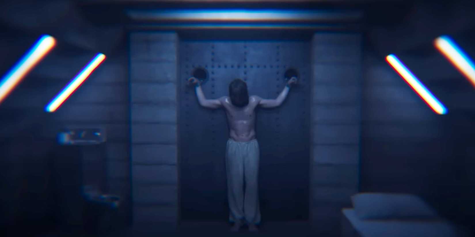 Tyler chained up in Wednesday season 2