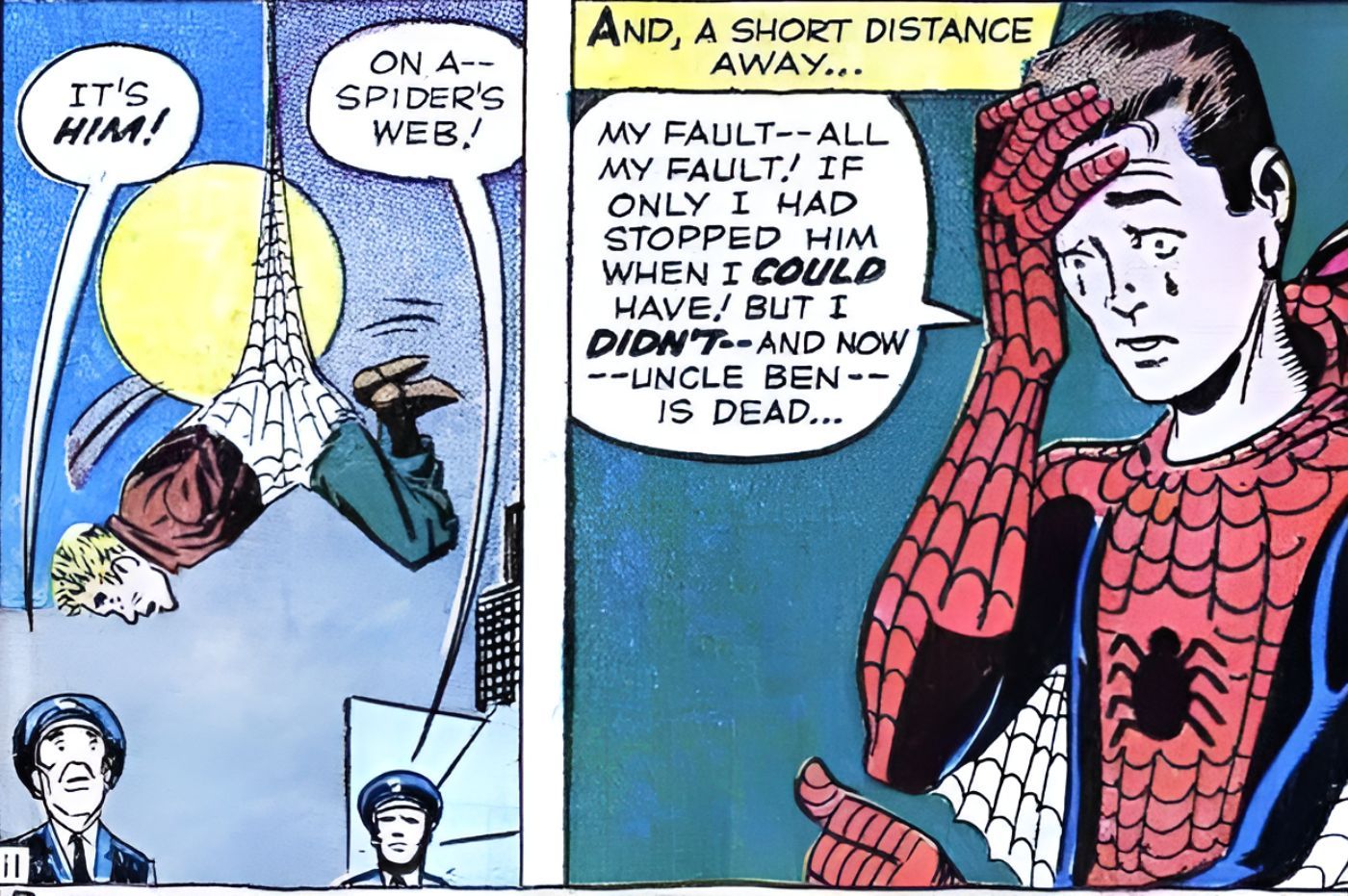 Peter Parker se blâme pour la mort d'oncle Ben.