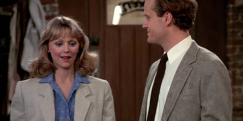Frasier and Diane chatting together in the Cheers episode "Rebound: Part Two."
