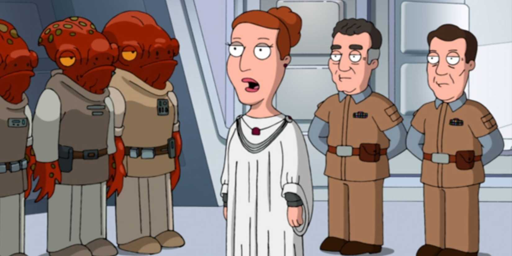 Family Guy's Angela as Mon Mothma in Family Guy's Star Wars parody