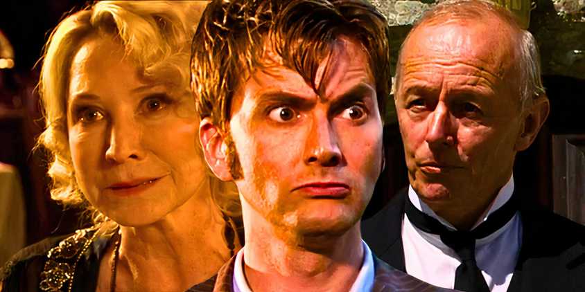 Custom Doctor Who image of David Tennant as the Tenth Doctor flanked by characters from 