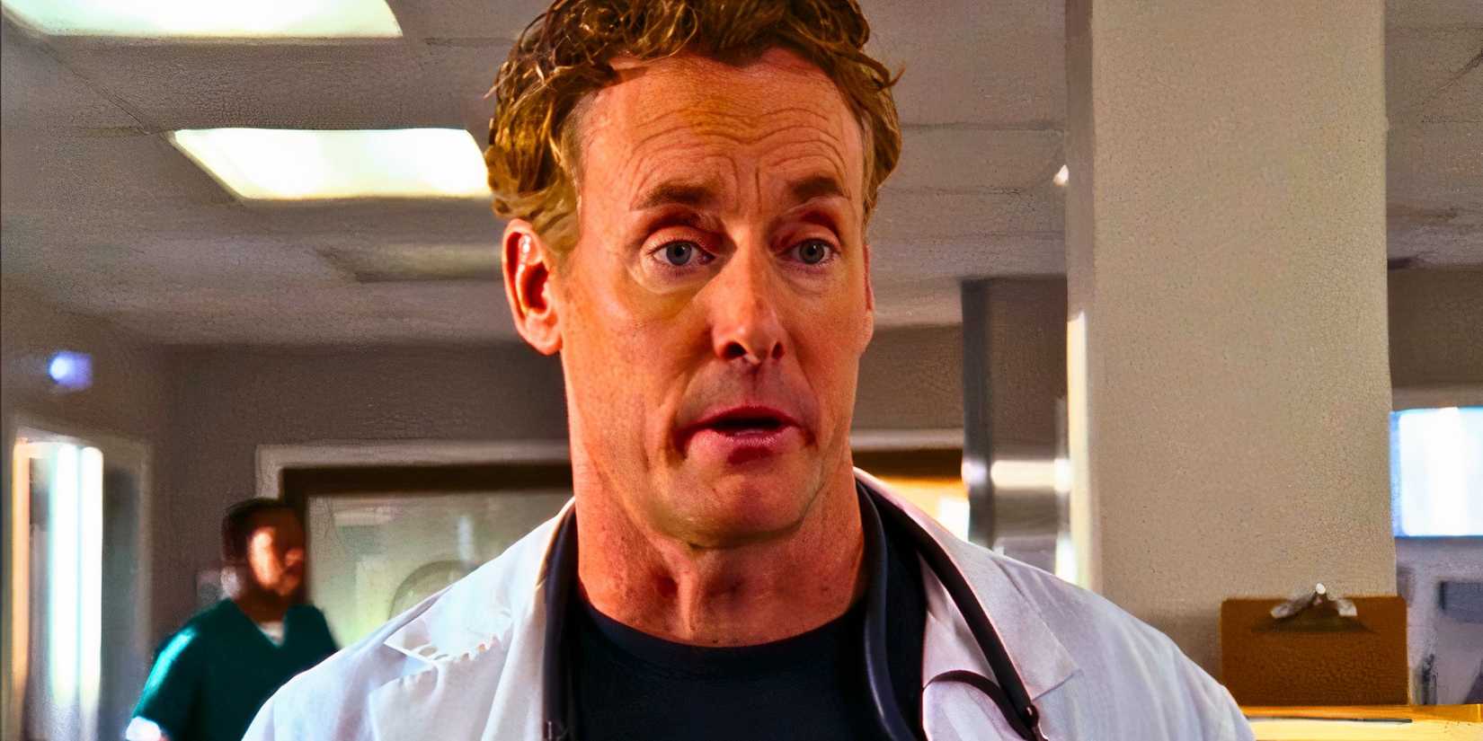 John C. McGinley looking mildly surprised as Dr. Cox in Scrubs