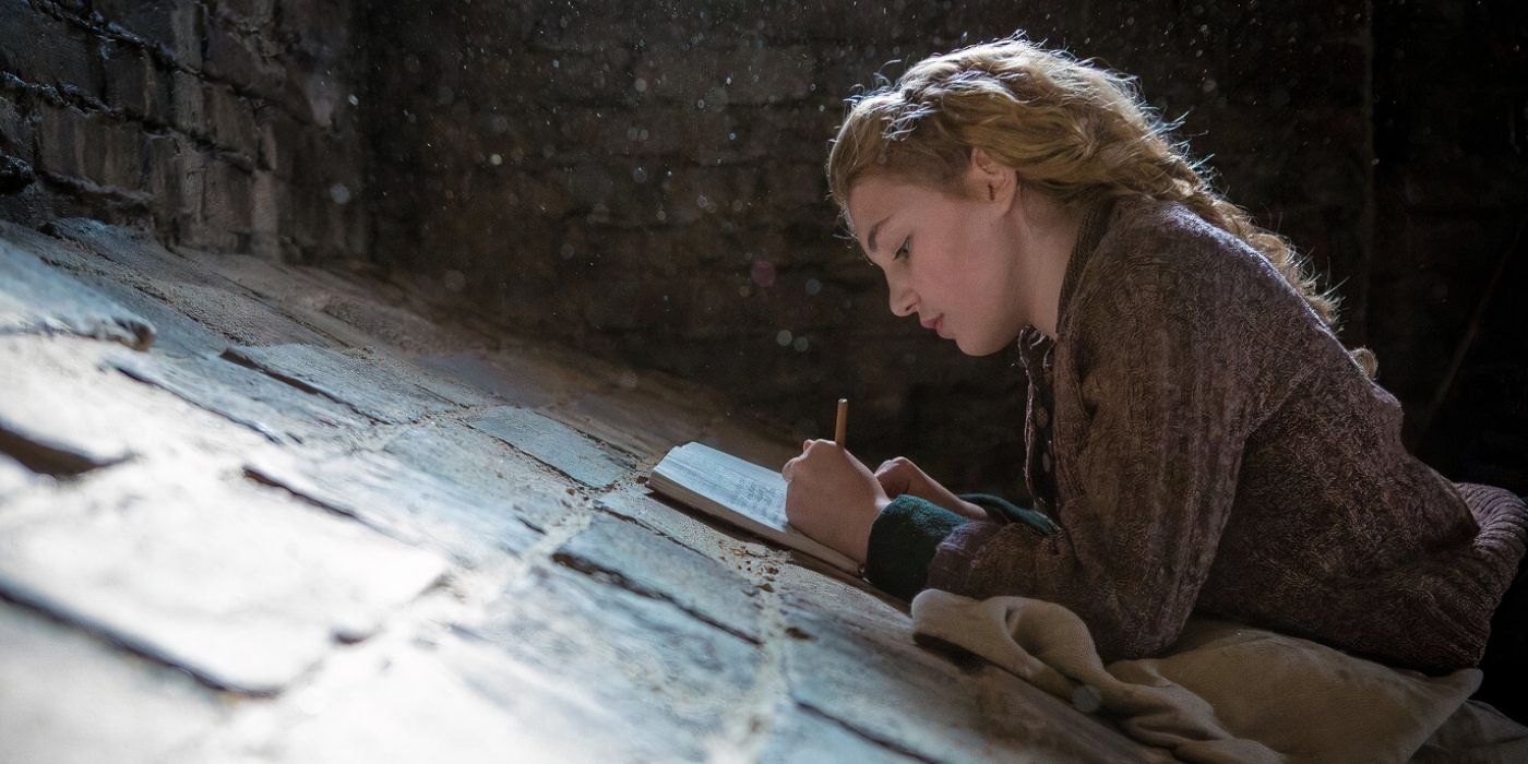 Liesel writing in The Book Thief