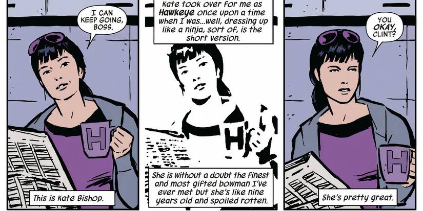 Kate Bishop drinks coffee in Matt Fracton's Hawkeye