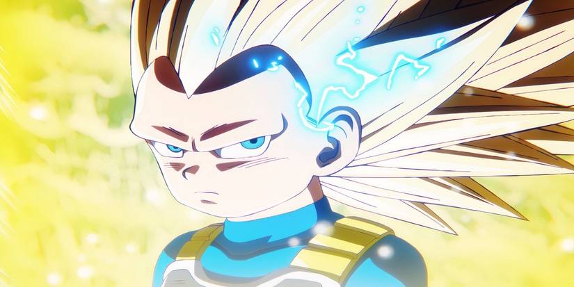 Vegeta after transforming into Super Saiyan 3 for the first time.