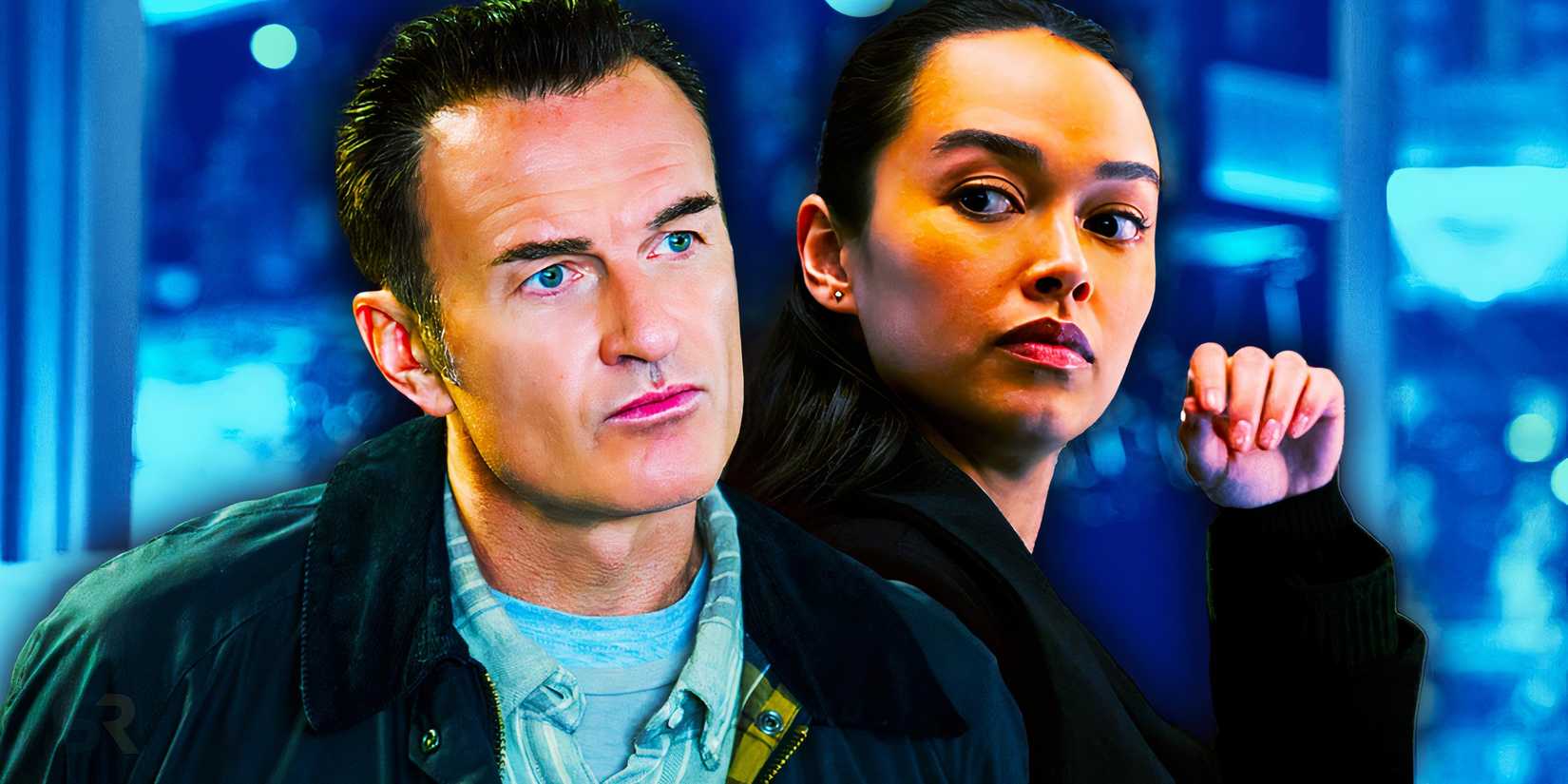 Julian McMahon as Jess LaCroix in FBI Most Wanted next to Vinessa Vidotto as Cameron Vo in FBI International