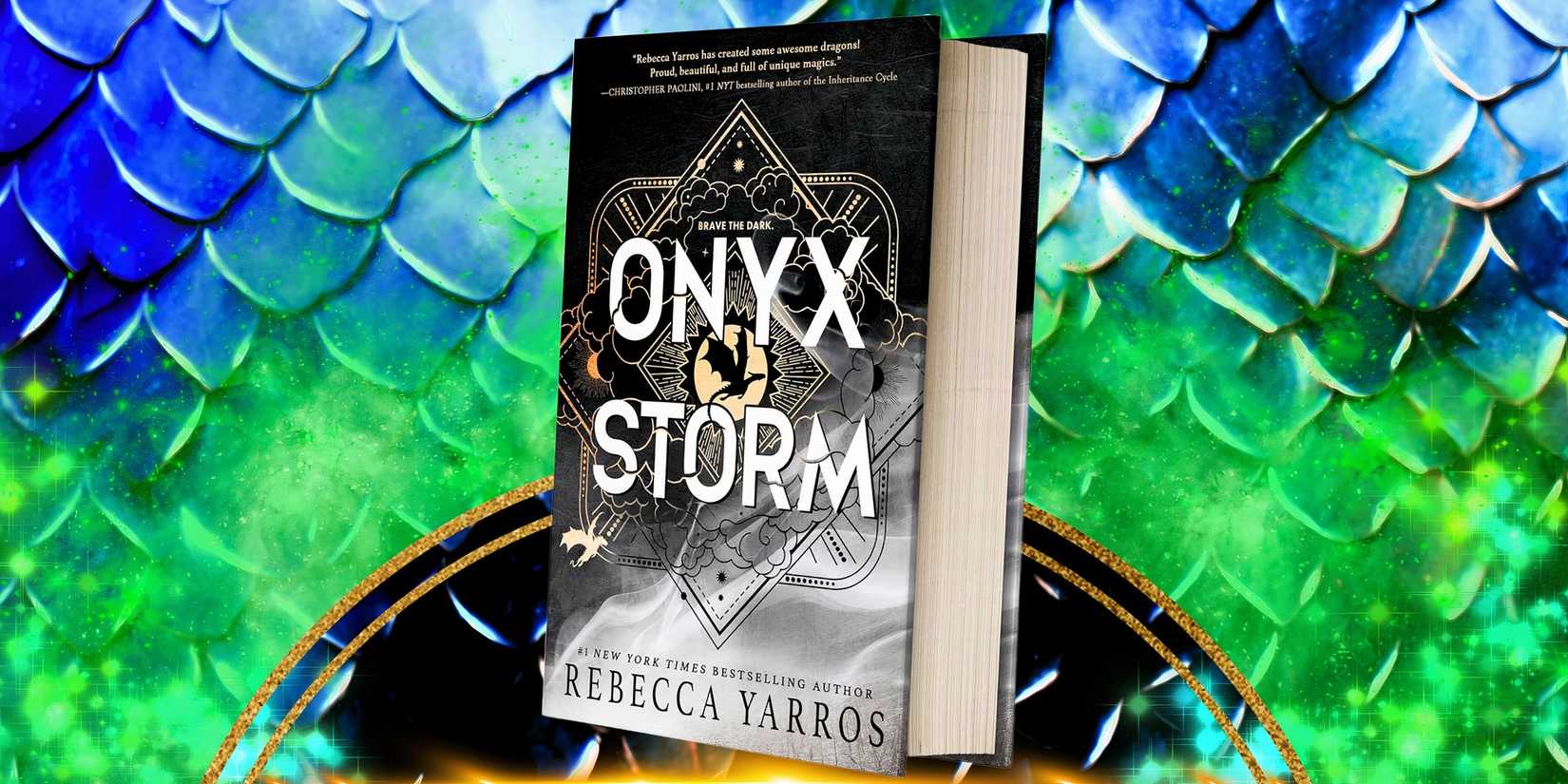 Onyx Storm by Rebecca Yarros dragon scale background