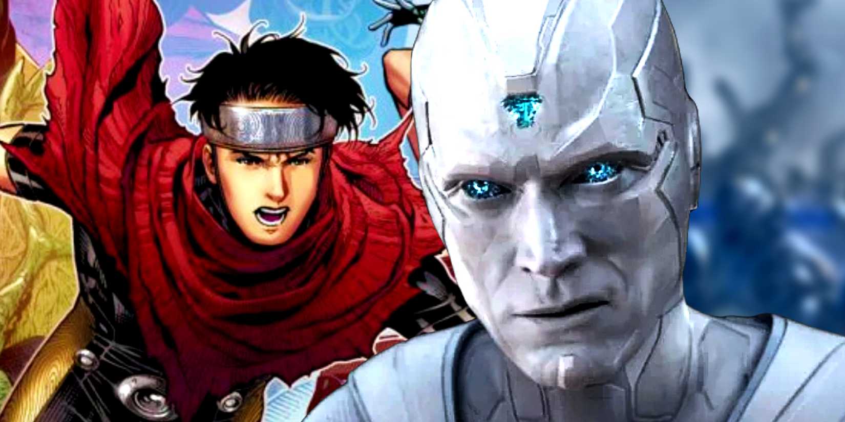 White Vision looks at the Young Avengers' Wiccan in Marvel Comics' The Children's Crusade