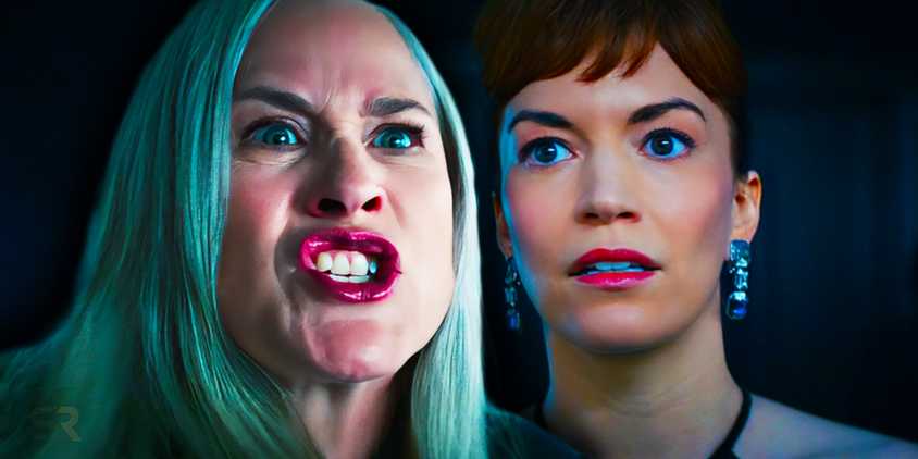 Cobel yelling and Helena Eagan looking nervous in Severance season 2