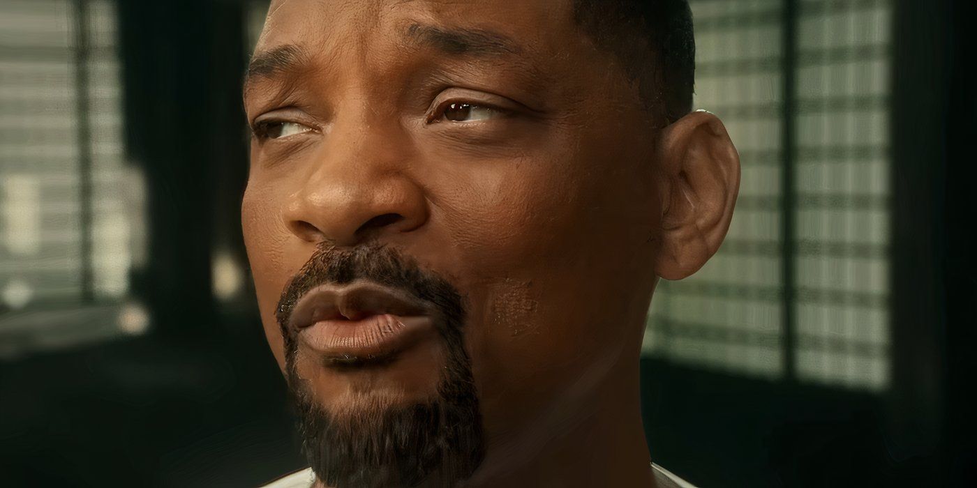 Will Smith wearing a go in the Matrix training facility in the Beautiful Scars music video