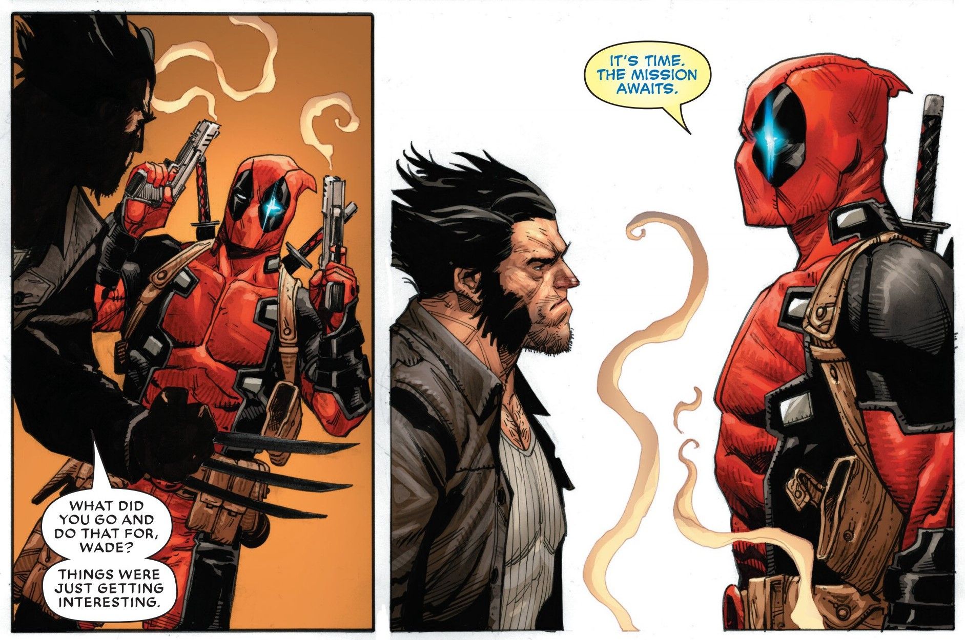 Deadpool tells Wolverine that “the mission awaits.”