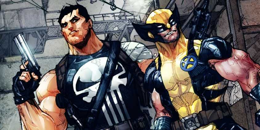 Wolverine and Punisher stand next to each other.