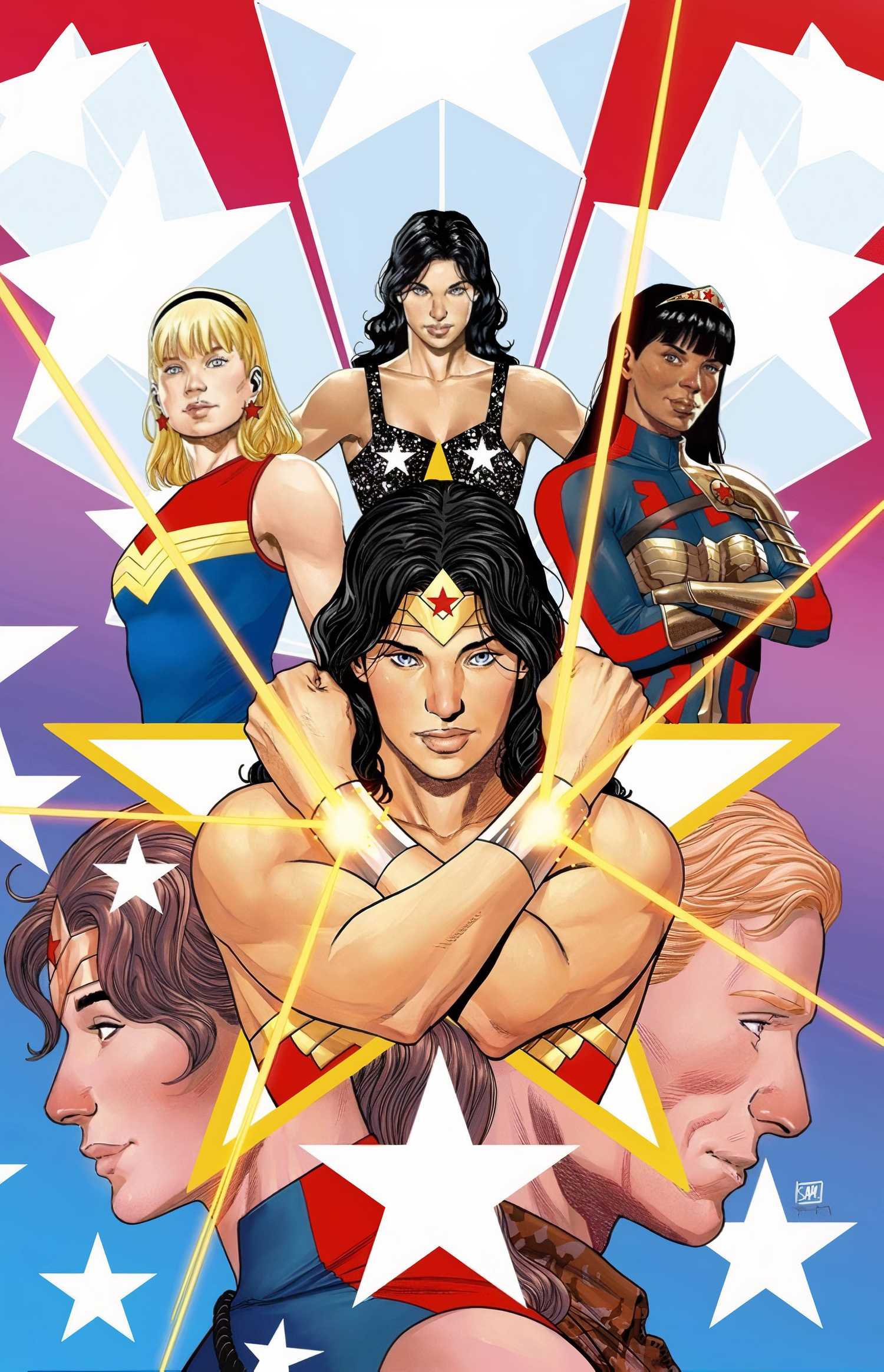 Wonder Woman #19 main cover steve trevor lizzie daughter cassie yara donna troy Daniel Sampere