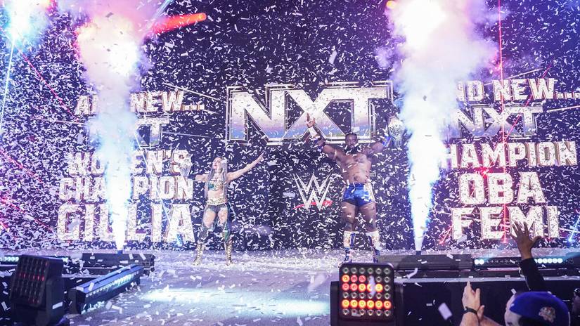 WWE celebrates new NXT Champion Oba Femi and Women's Champion Giulia at New Year's Evil