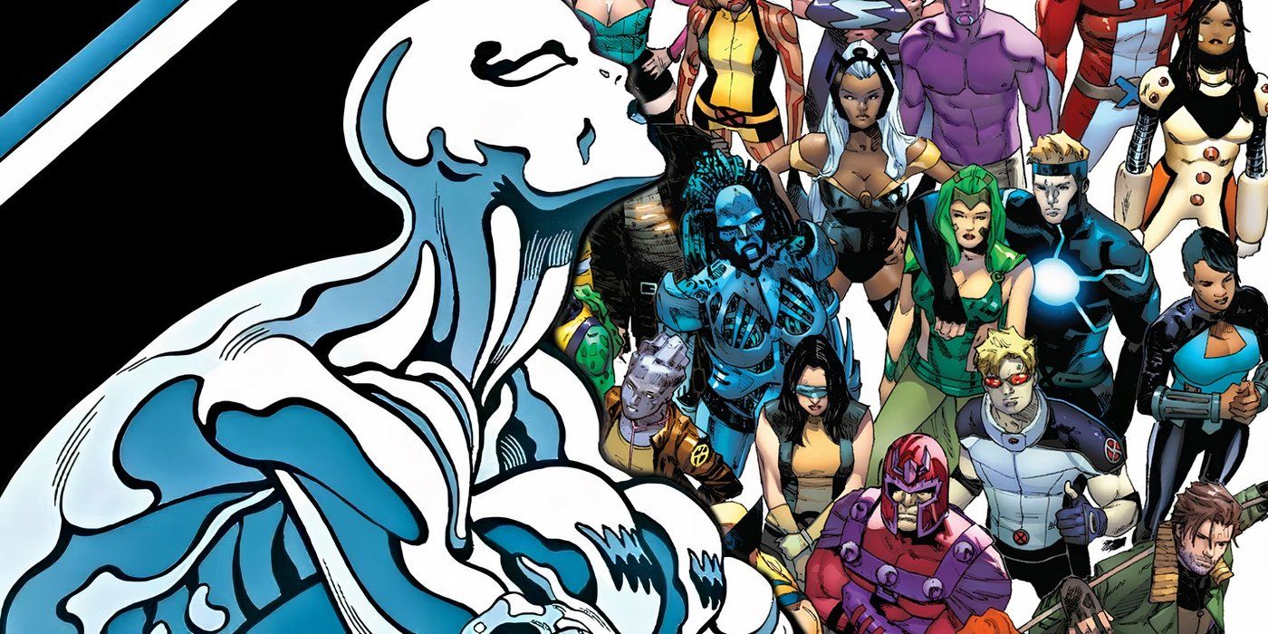 Silver Surfer with the X-Men behind him.