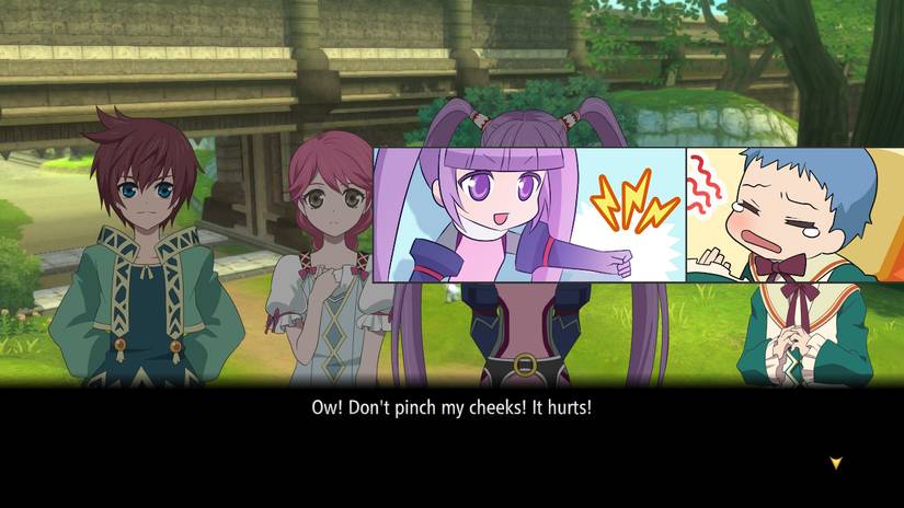 Young Asbel, Cheria, Sophie, and Hubery interacting in Tales of Graces f Remastered