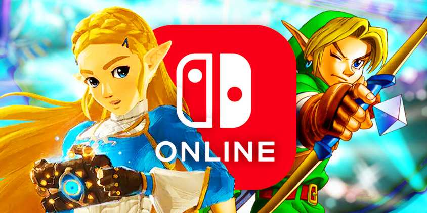 Zelda and Link with the nintendo online logo