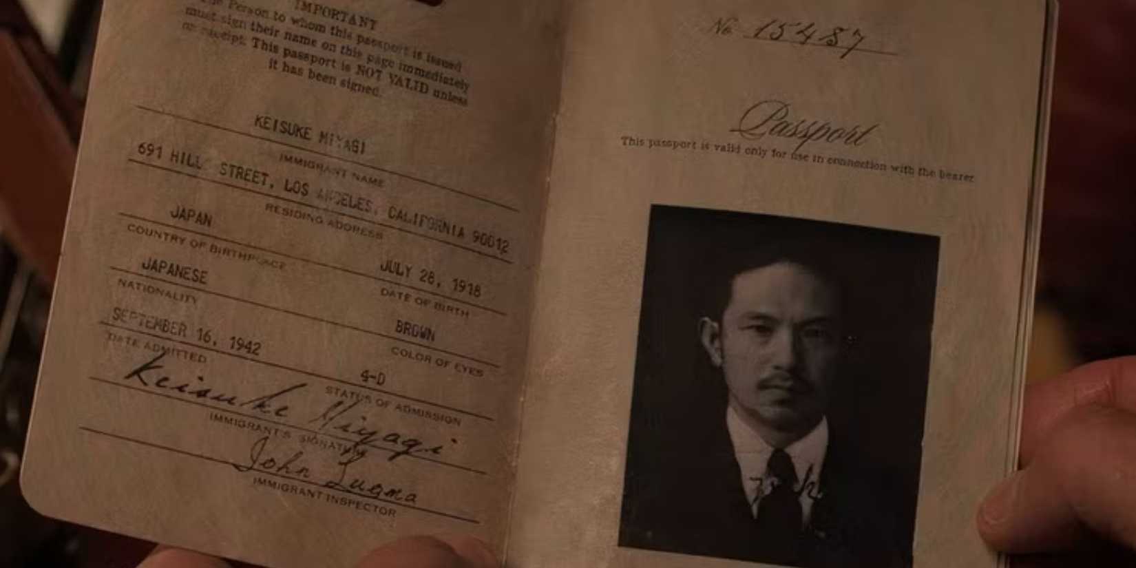 Mr. Miyagi's passport in Cobra Kai