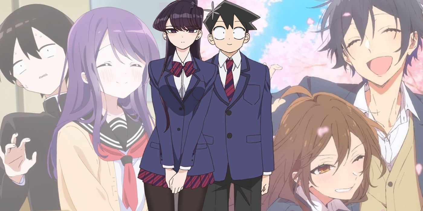 Komi and Tadano in front of Kubo Won&rsquo;t Let Me Be Invisible and Horimiya posters