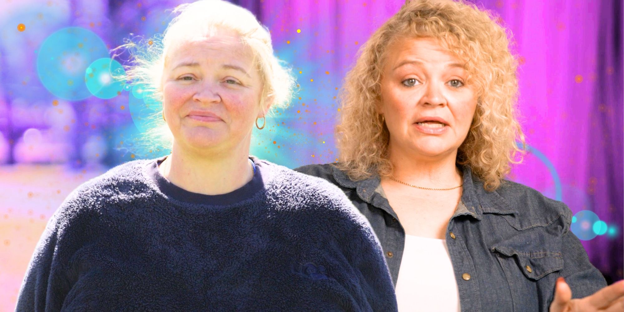 1000-lb Sisters Amanda Halterman in side by side images talking with different facial expressions and hair styles