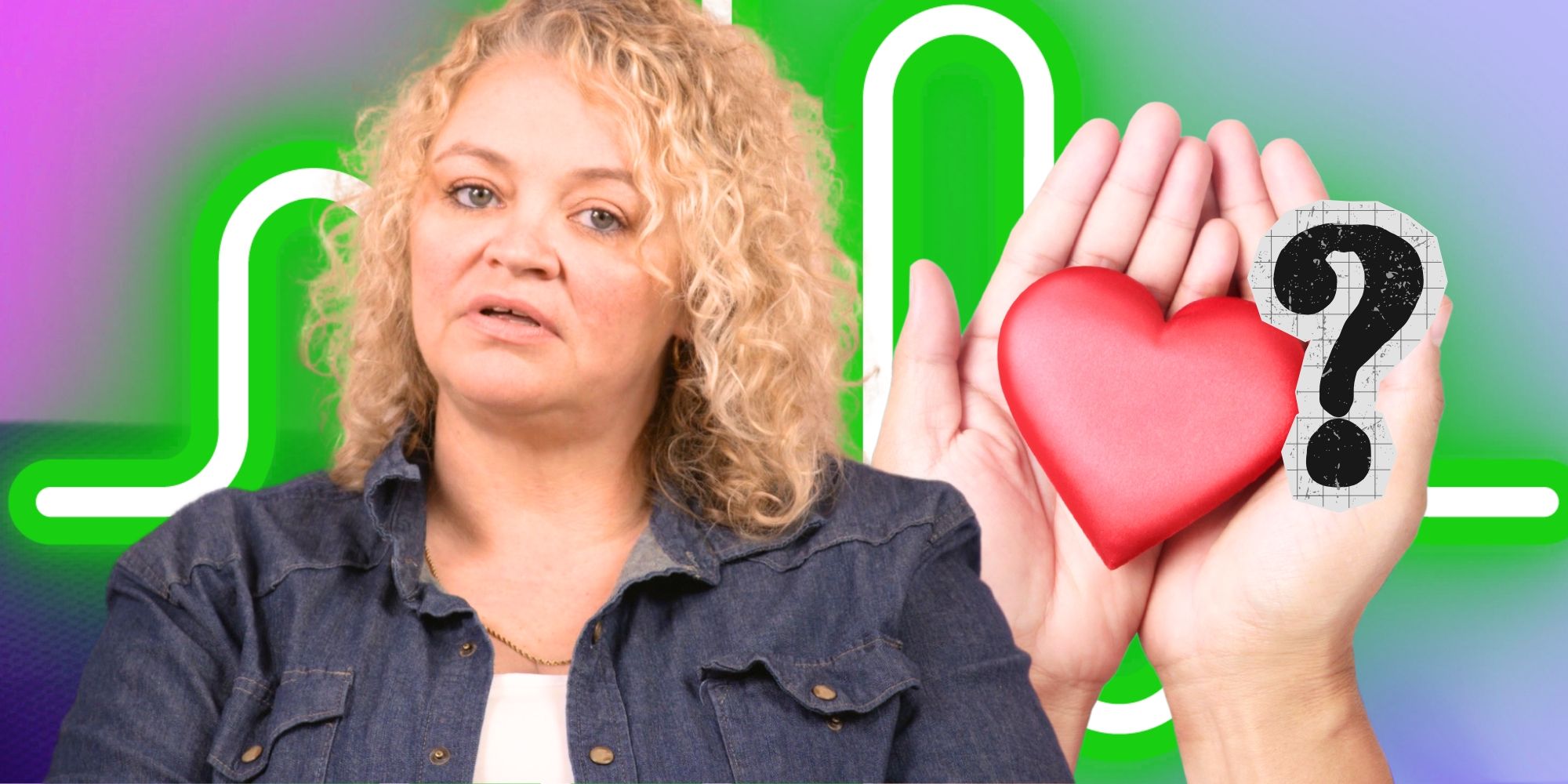 Amanda Halterman of the 1000 lb sisters, next to her hands, holding a heart.