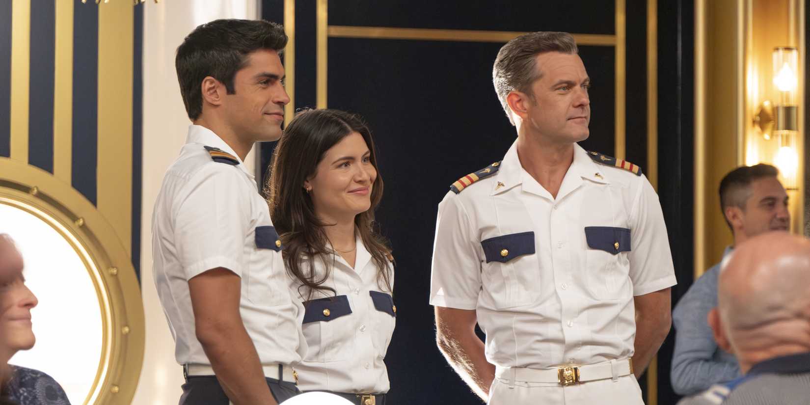 Tristan, Avery, and Max smiling and standing next to each other in Doctor Odyssey season 1