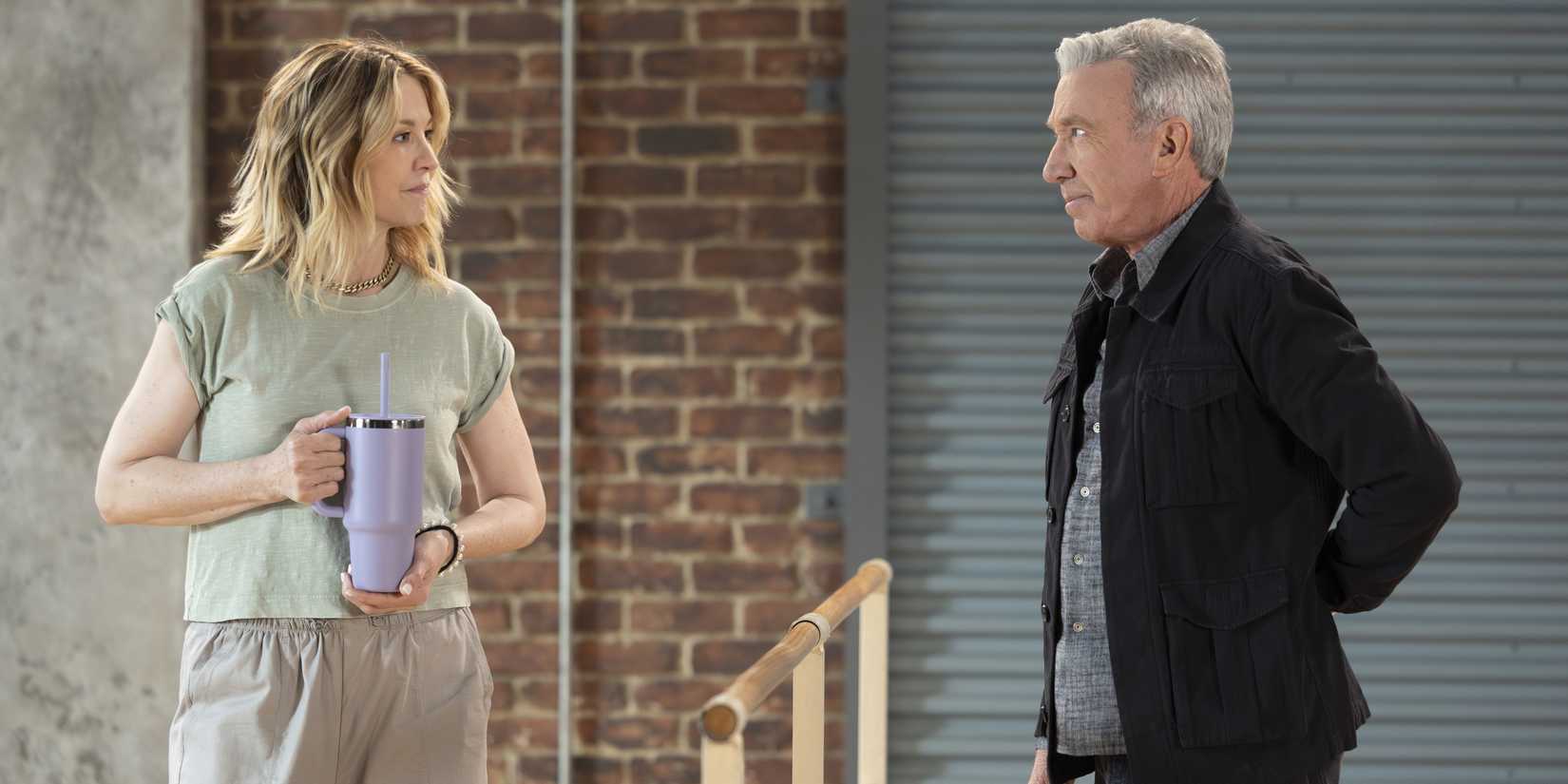 Eve and Matt looking at each other in Shifting Gears season 1, episode 7