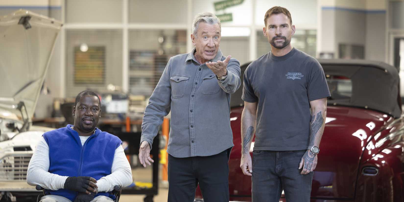 Stitch, Matt, and Gabriel looking across the street in Shifting Gears season 1, episode 7